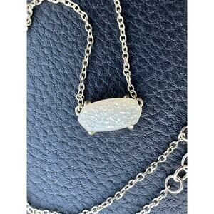 Kendra Scott Ever Rose Light Gold Pendant Necklace Iridescent Drusy 16”